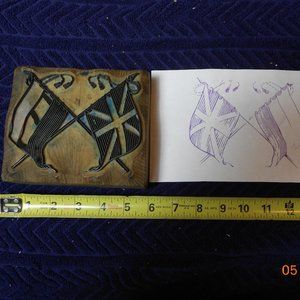 John Wild 2 flags Union Jack wood ink  metal block